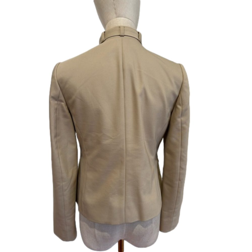 SAFARI STYLE CROPPED JACKET W A MANDARIN COLLAR & 4 FLAP POCKETS EUC 6P - Picture 3 of 9